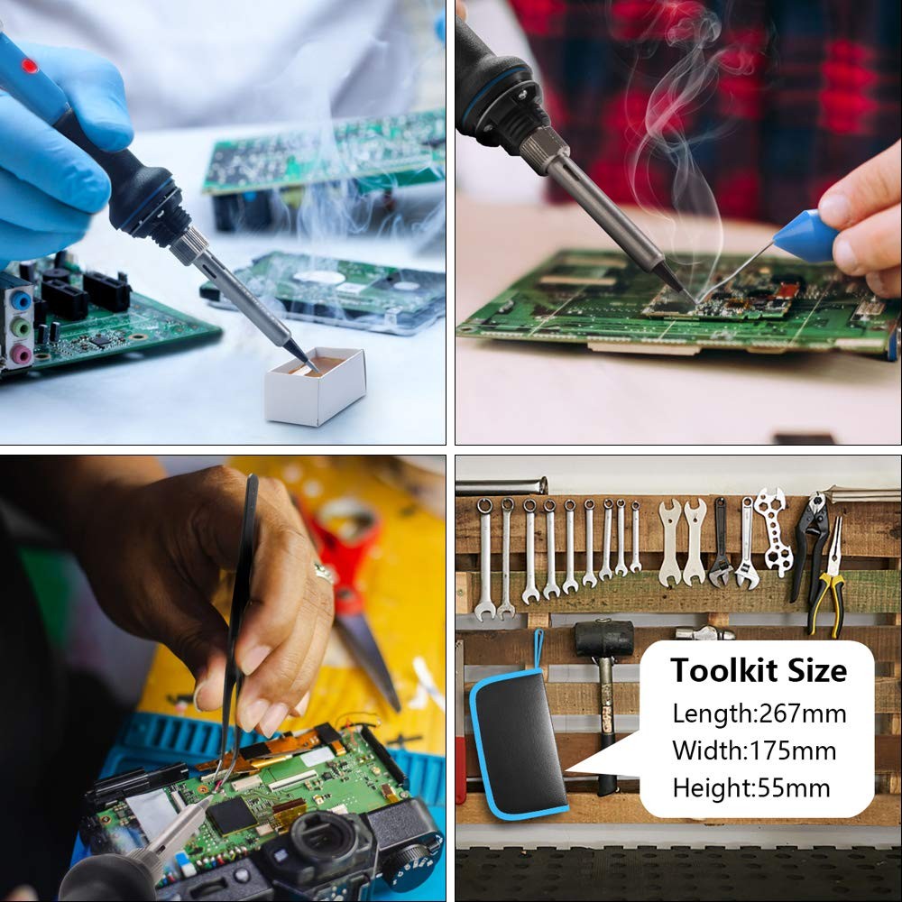Soldering Iron, Iron Kit Electronics, 60W Adjustable Temperature Si