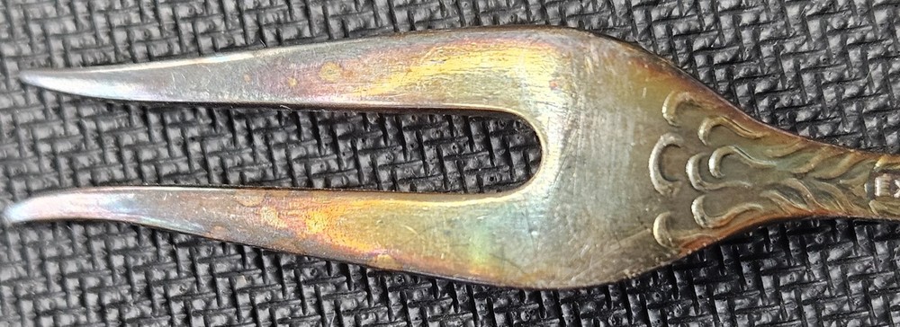 Vintage 1950's Set of 5 Nils Johan Silver Plated Appetizer Forks w/ Holder Cup