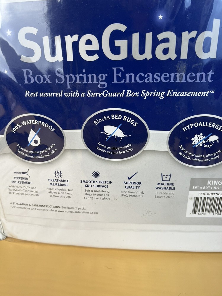 King Size SureGuard Box Spring Encasement Pack - 100% Waterproof, Bed Bug Pro...