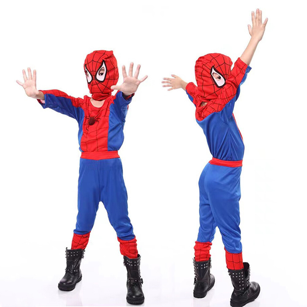 Kids SpiderMan Cosplay Costume Boys Tobey Maguire Outfit Jumpsuit Clothes 3-7Age