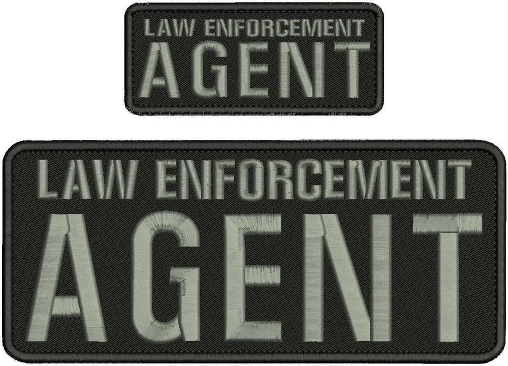 LAW E AGENT EMB PATCH4X10 AND 2X5 HOOK ON BACK BLACK/GRAY