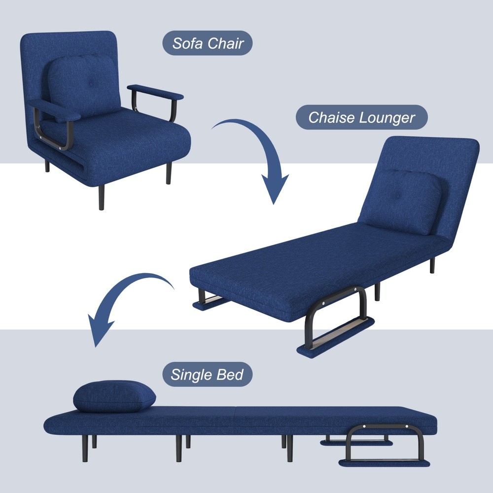 Convertible Sofa Bed Folding Sofa Chair with Adjustable Backrest for Small Space