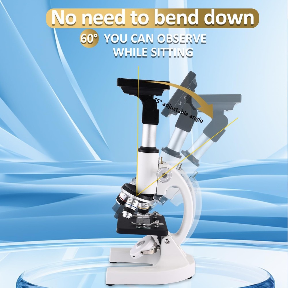 Microscope 40X-2500X Magnification HD Wide Angle Eyepieces