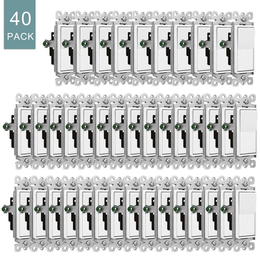 Decorator Paddle Rocker Light Switch Single Pole Residential Grade UL Listed ×40