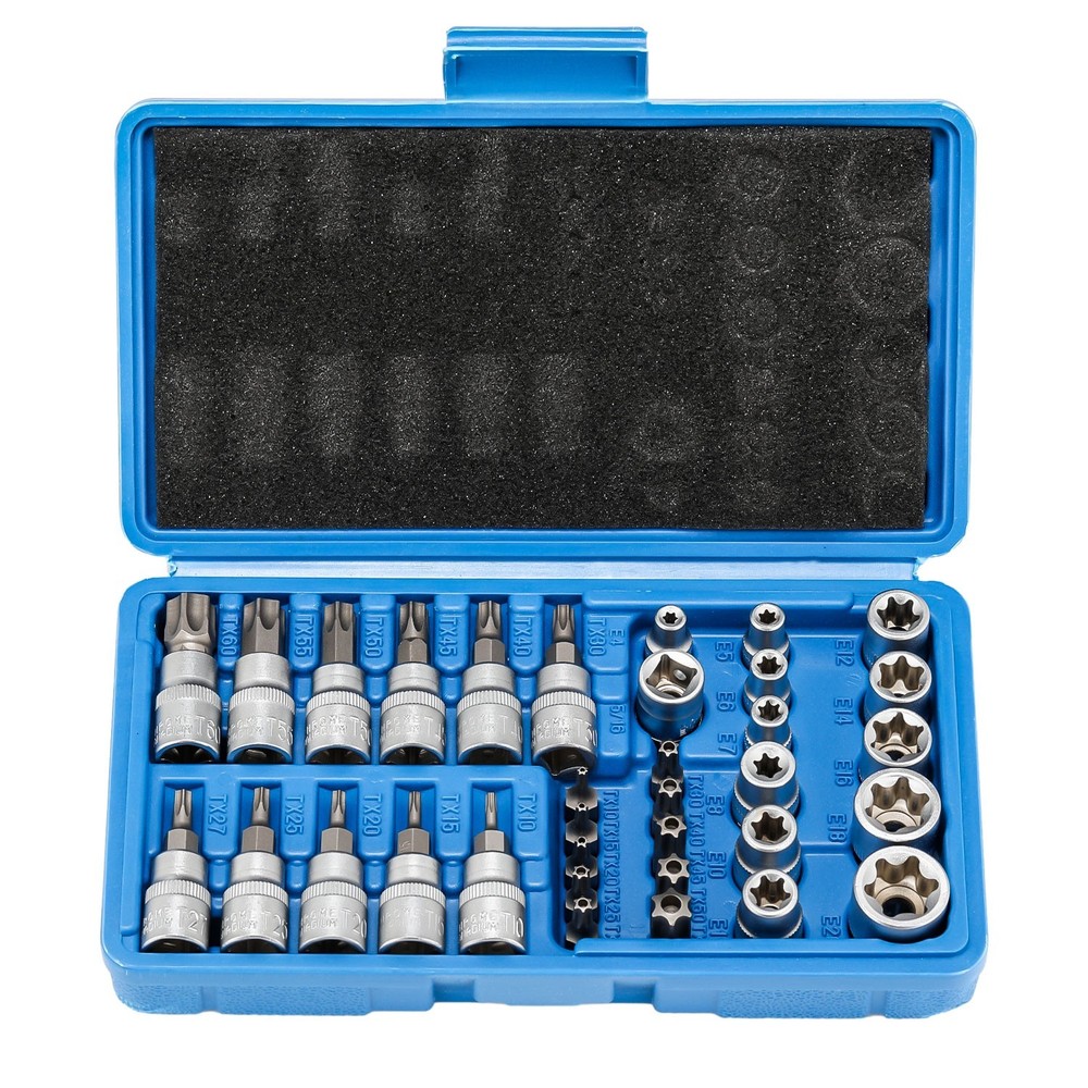 34Pcs Torx Star Socket & Bit Set Male Female E & T Sockets Torx Bits Kit + Case