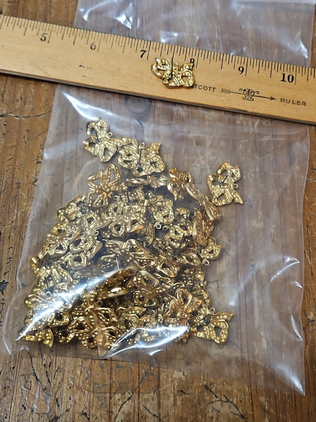 Huge Lot 50 Bow Post Stud France Vintage 60s Brass Stampings Findings Jewelry