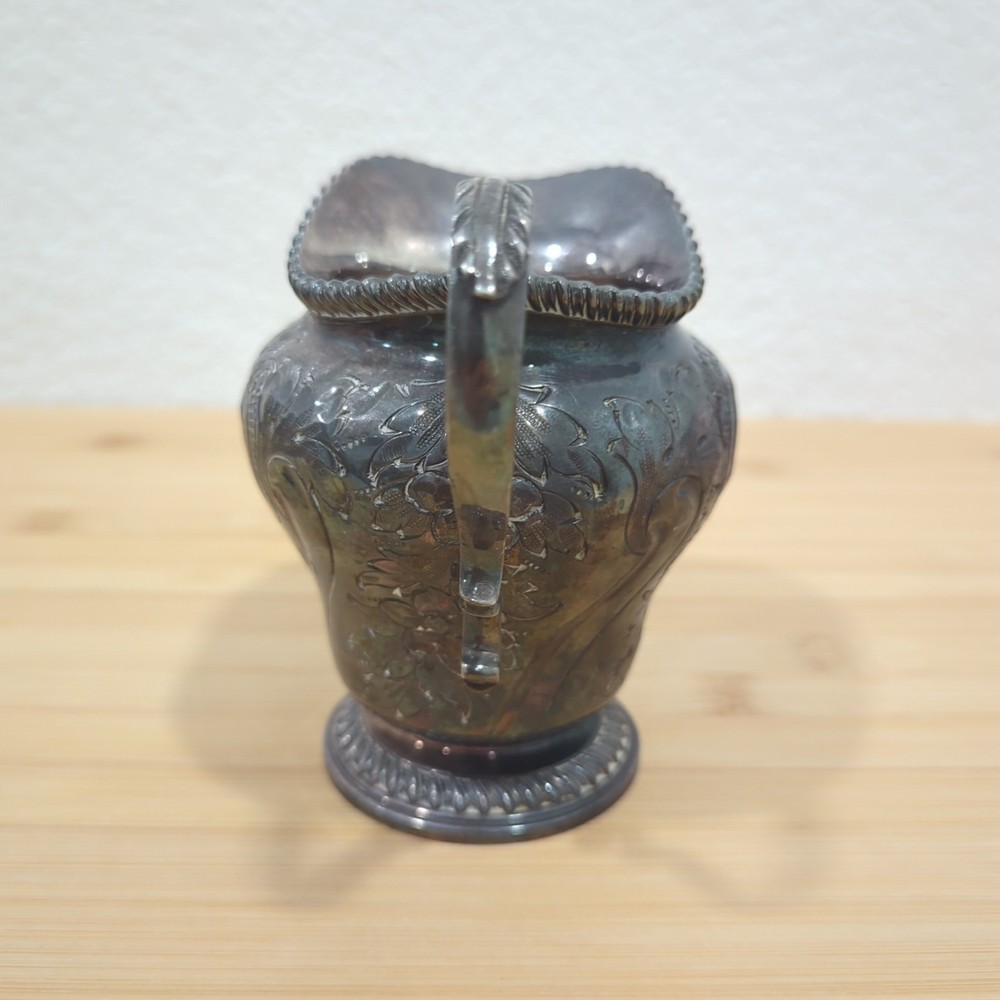 Antique BARKER BROS SILVER Co Silver Plated Repoussé Engraved Tea Creamer