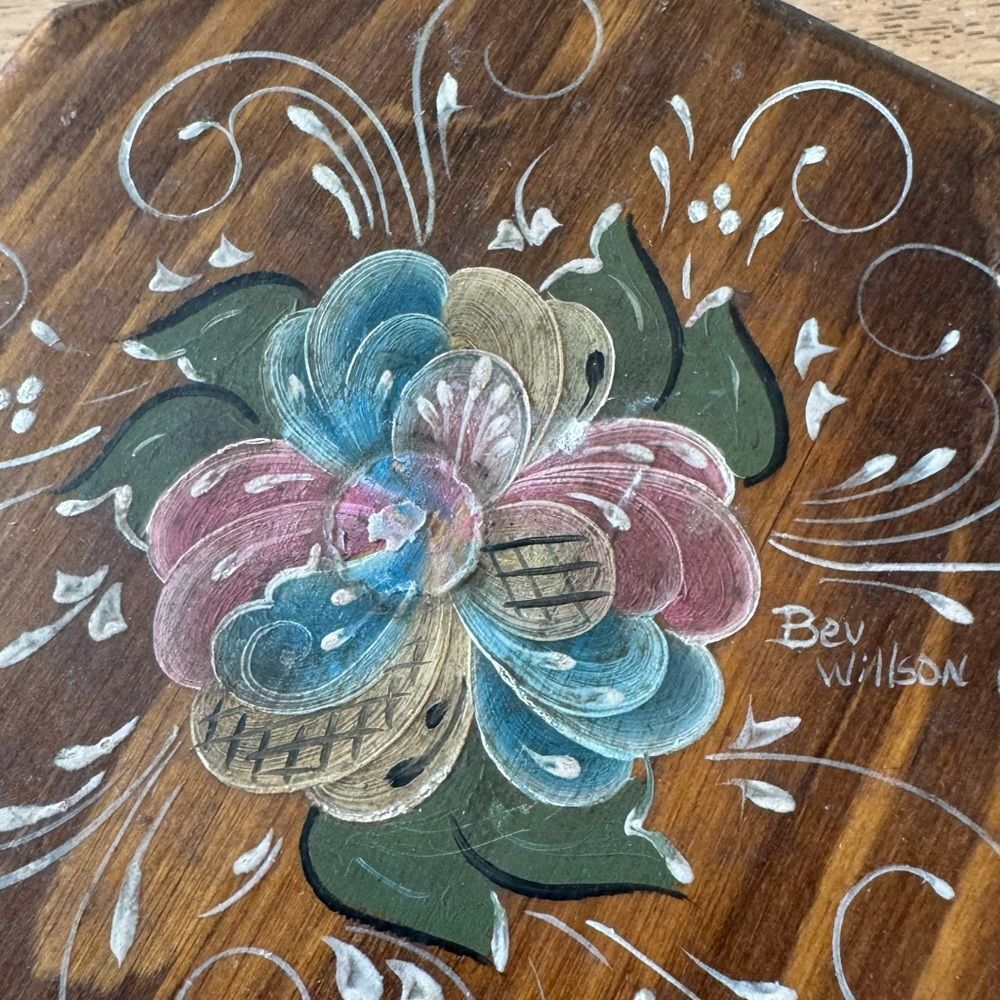Hand Painted Wood Trinket Box