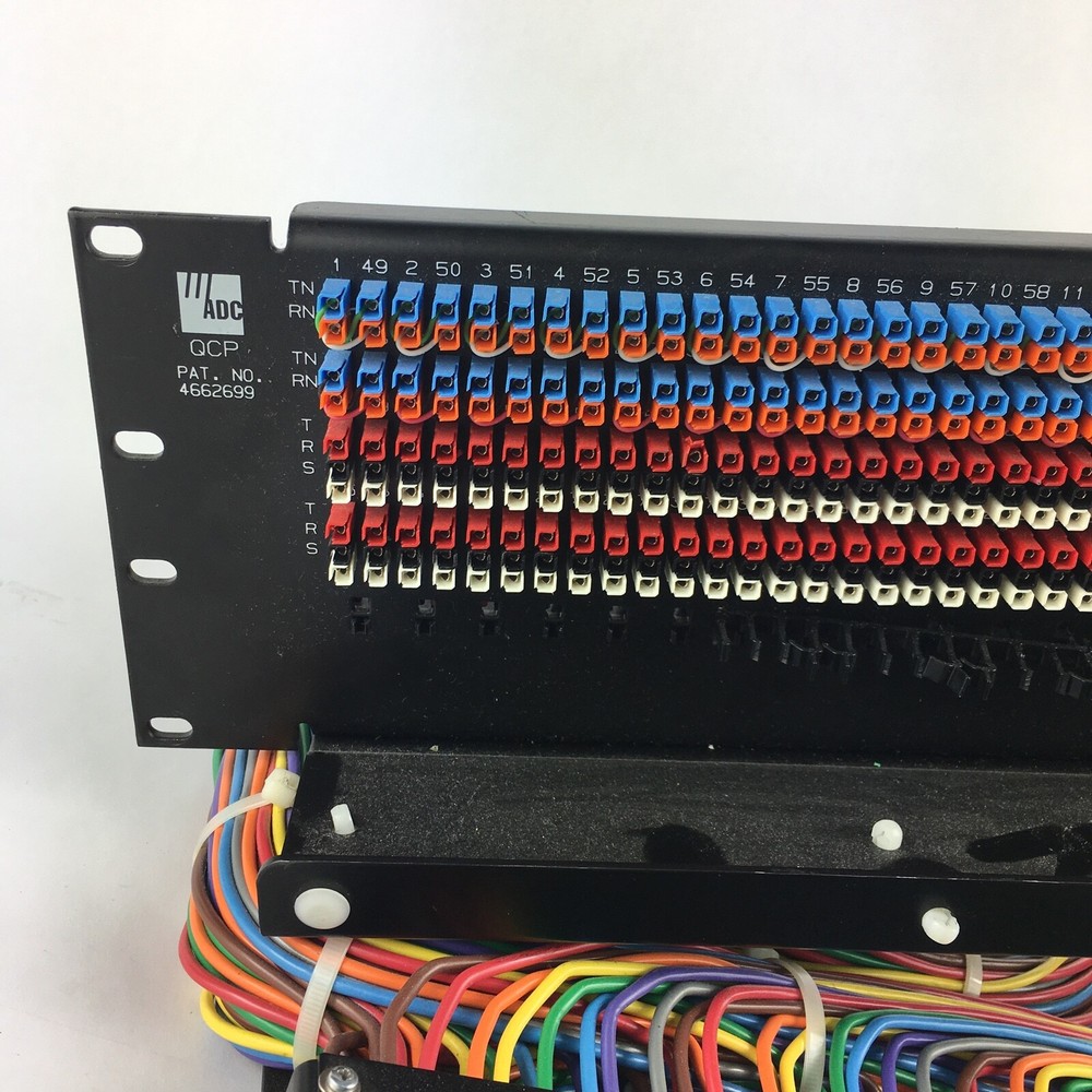 ADC 96 Bantam TT patchbay connected to ADC UP-96NMKII PPC RACKMOUNT PATCHBAY