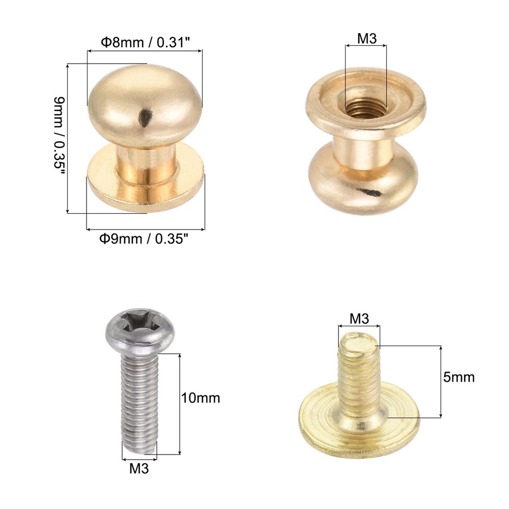 12pcs 8mm Head Dia Round Knobs Pull Handle Zinc Alloy for Drawer Pulls