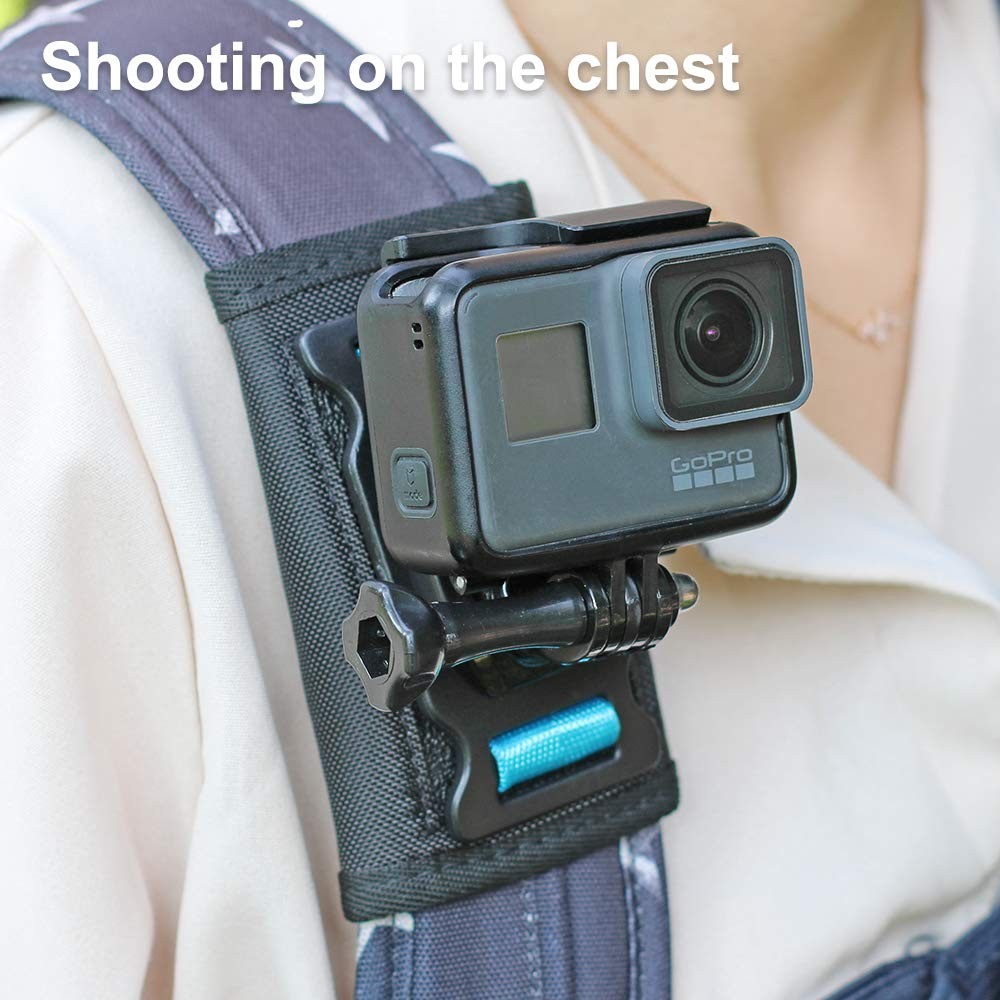 Backpack Shoulder Strap Mount Camera with Adjustable Shoulder Pad and 360 Deg...