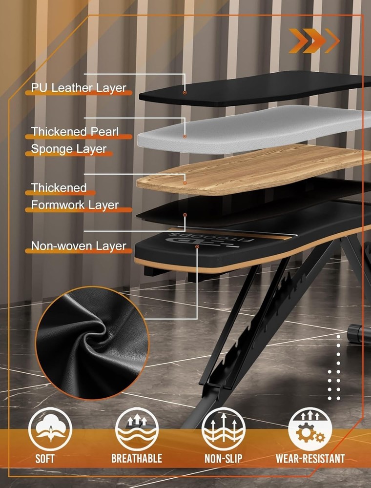 Space-Saving Adjustable Weight Bench - Incline & Decline for Full-Body Training