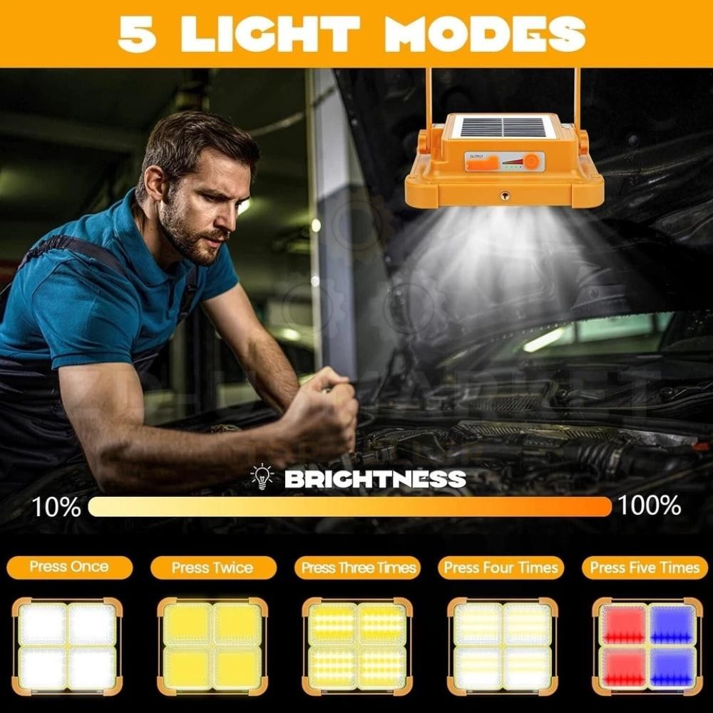 Portable LED Solar Rechargeable Work Light Outdoor Camping Security Light US