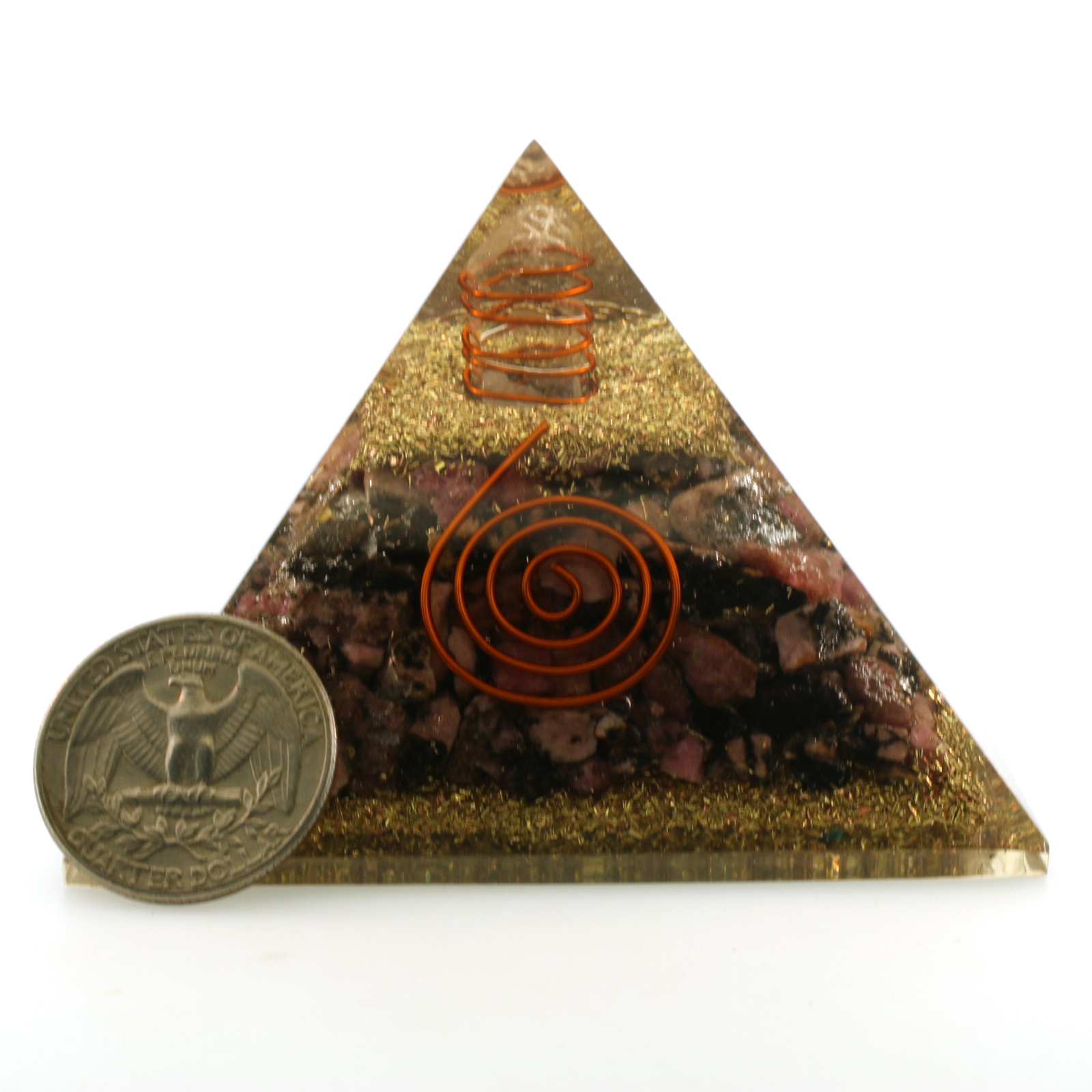 Natural Rhodonite Orgone Pyramid Extra LARGE 75mm 3in EMF & 5G Protection