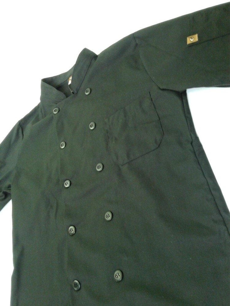 Chef Designs 10 Button Vented Chef Jacket Coat SMALL Black