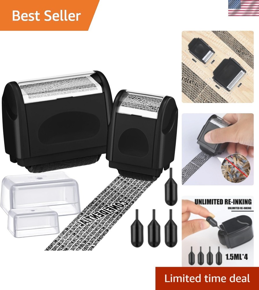 2 Pack Identity Protection Roller Stamp Identity Theft, Confidential, Privacy...