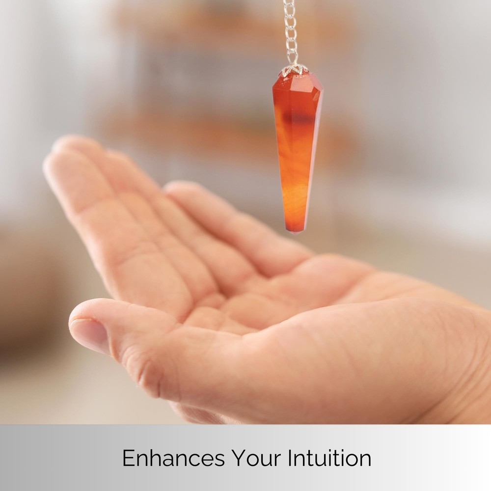 Carnelian Pendulum Crystal, Faceted Pendulum Divination Tools, Dowsing Pendulum