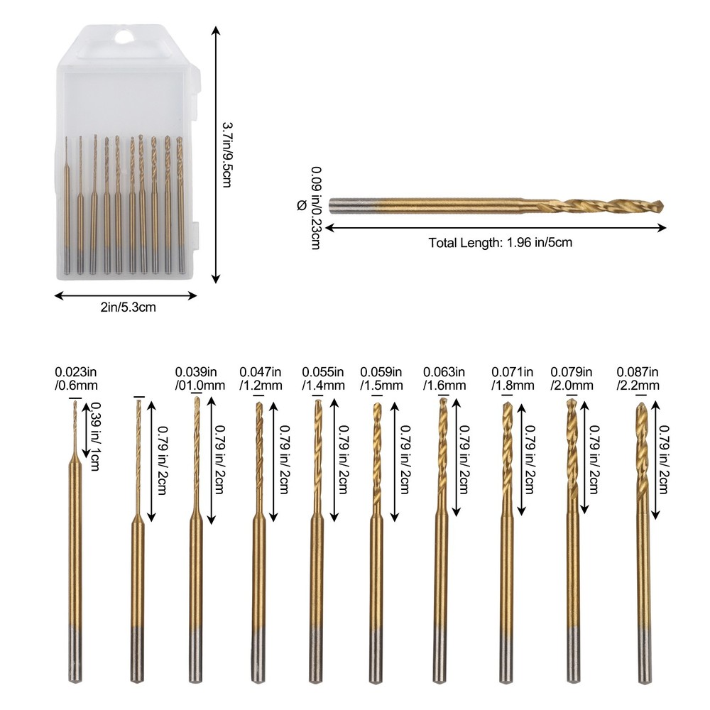 Small Pocket Drill Bit Set 10Pcs HSS Bits for Amber Walnut Jewelry Making