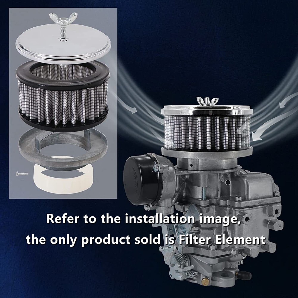 HIGH FLOW WASHABLE & REUSABLE ROUND AIR FILTER ELEMENT REPLACEMENT 4" X 2"