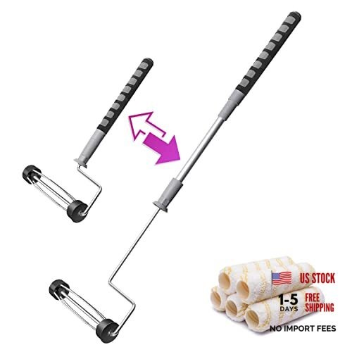 6pcs House Paint Roller Kit, 9 inch Extendable Roller Frame with 5 Microfiber