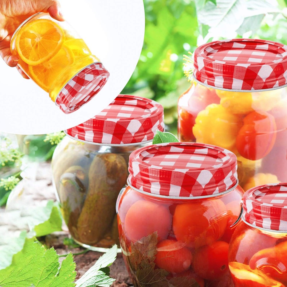 48pcs/24Set Regular Mouth Canning Lids Bands Split-Type for red and white