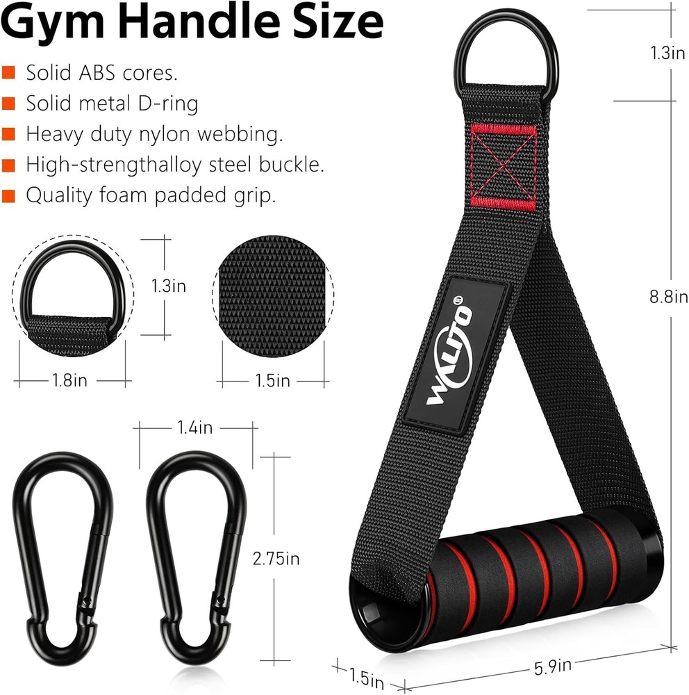 Exercise Handles Replacement Cable Machine Attachments Gym Pulley Pilates Bands