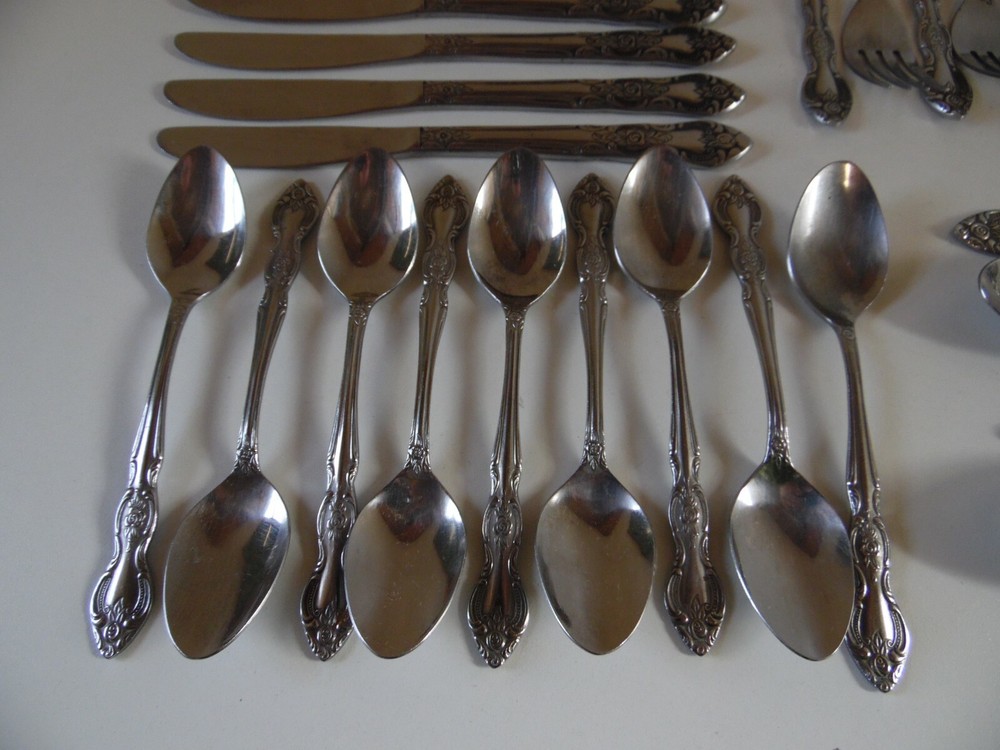 30 pieces Lustreware Rose Pattern Stainless Flatware
