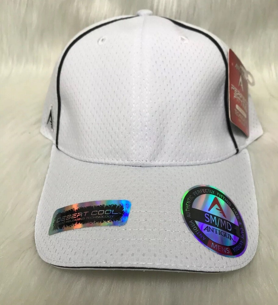 Antigua Plain Golf Hat White Sm/Med Technical Fit Motion Hat Desert Technology