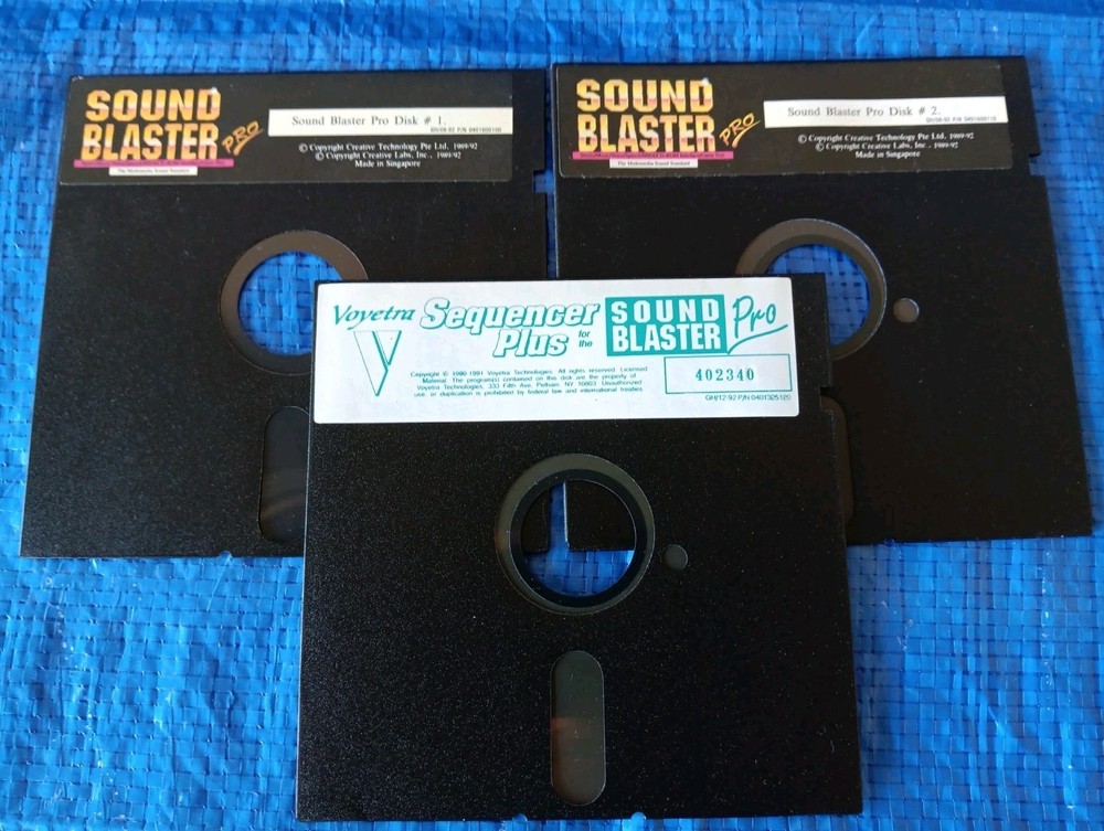 SOUND BLASTER PRO Disk 1 & 2 + Sequencer Plus 5.25" Floppy - 89/92 Creative Labs