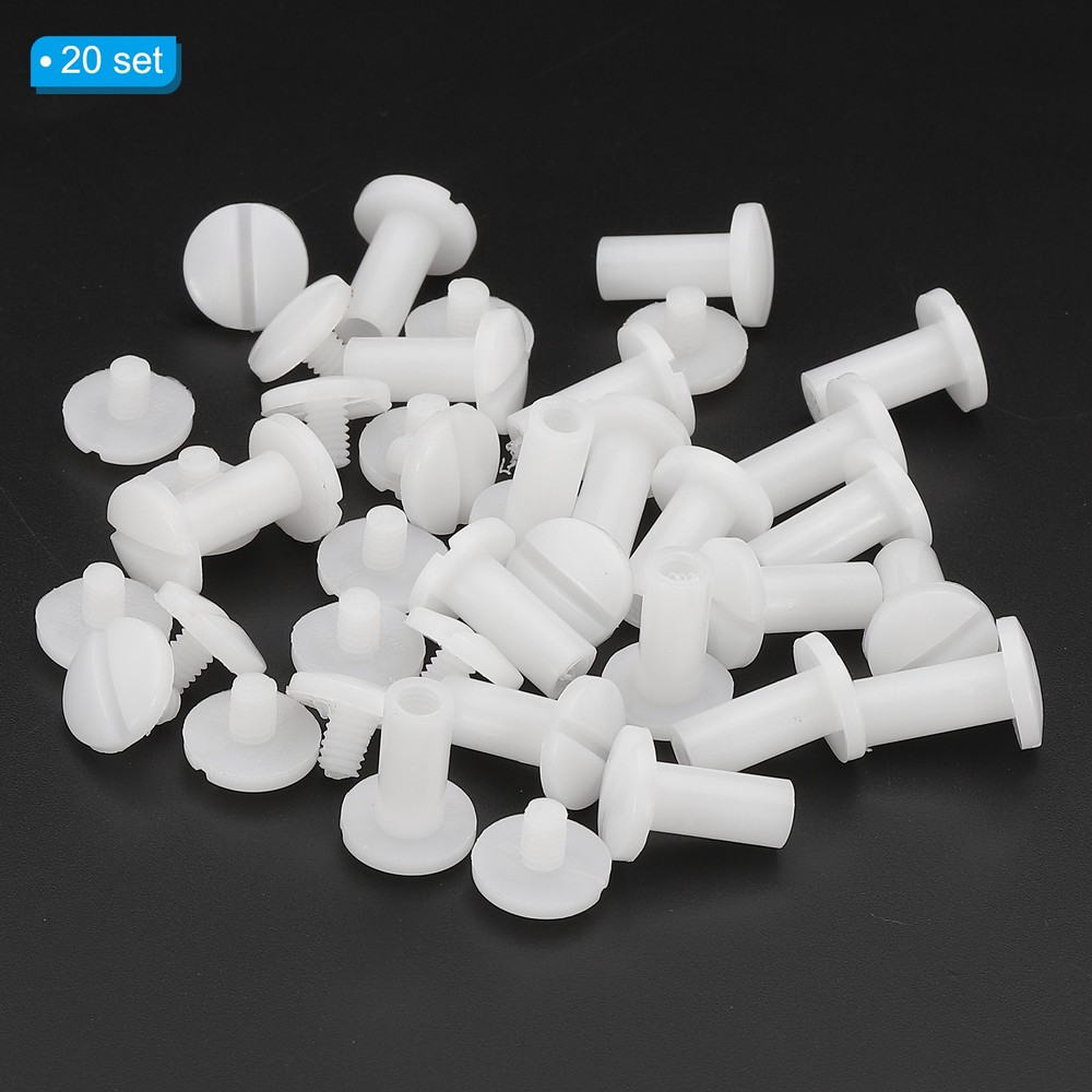 13mm Chicago Screws, 20 Sets Plastic Chicago Screw Slotted Binding Post