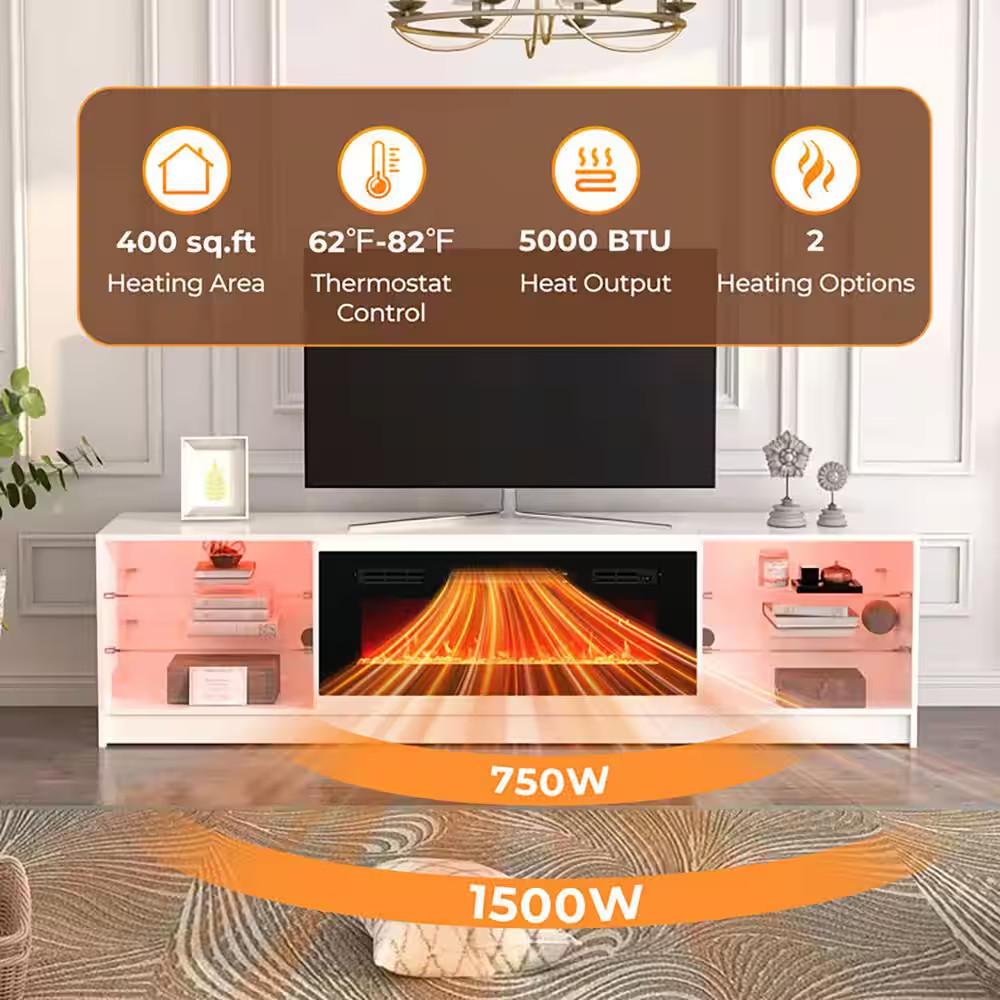 36 In. Direct Vent Electric Fireplace Insert with Multicolor Flame