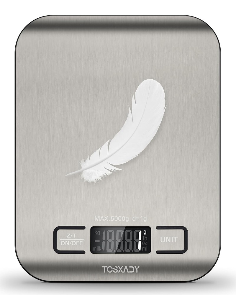 Compact 11lb Digital Food Scale with LCD Display & Tare Function, Stainless Stee