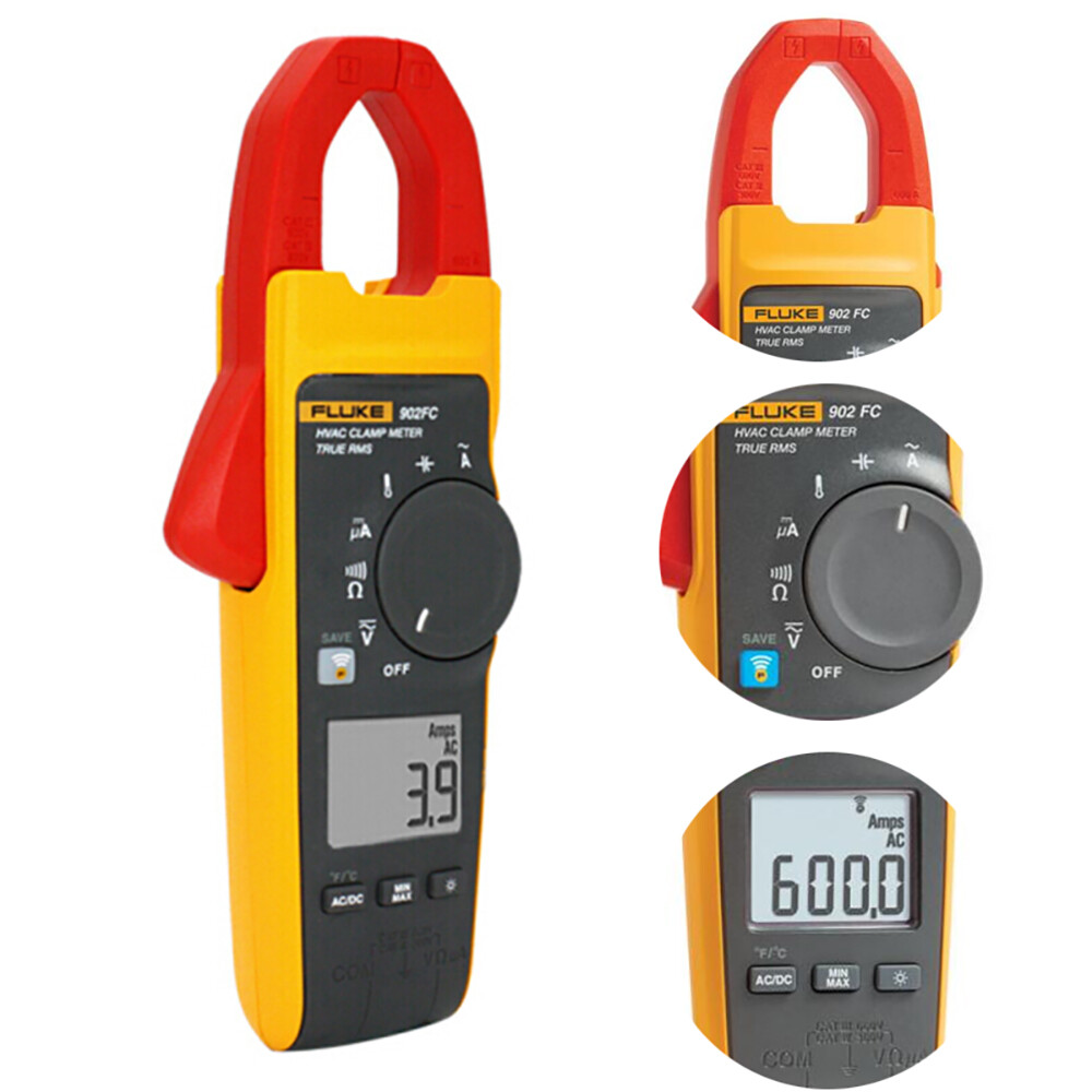 Fluke 902 FC True-RMS HVAC Clamp Meter AC Amp AC/DC Volt Contact Temperature