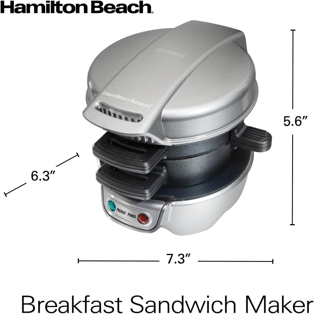 Breakfast Sandwich Maker with Egg Cooker Ring, Customize Ingredients, Perfect fo