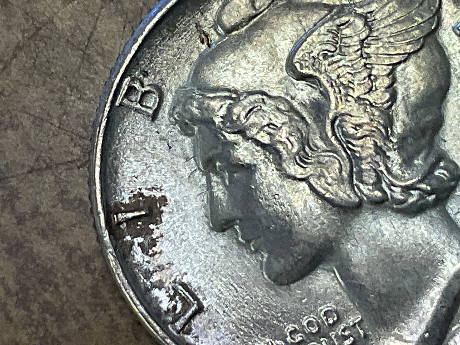 1940-p Mercury Dime - Clash Dies -error, Gem BU++ .