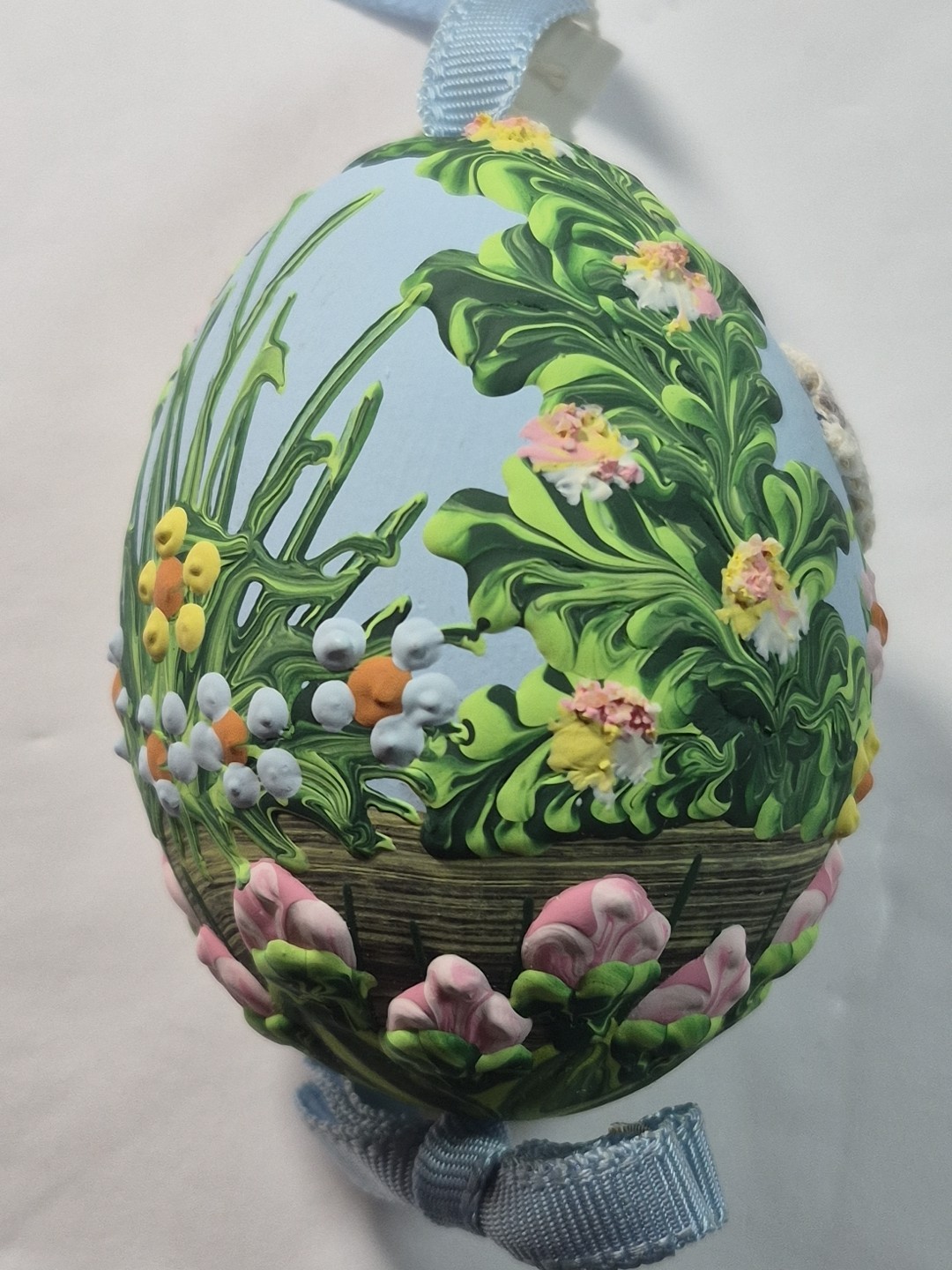 Handpainted Needlepoint Easter Egg Ornament Spring Garden Little Lamb Nwt