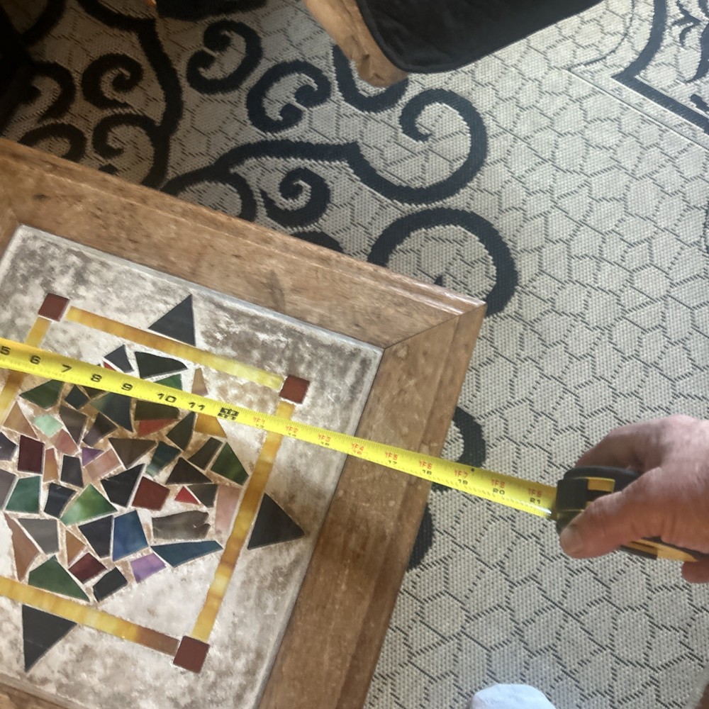 Small Vintage Mosaic Solid Oak Table