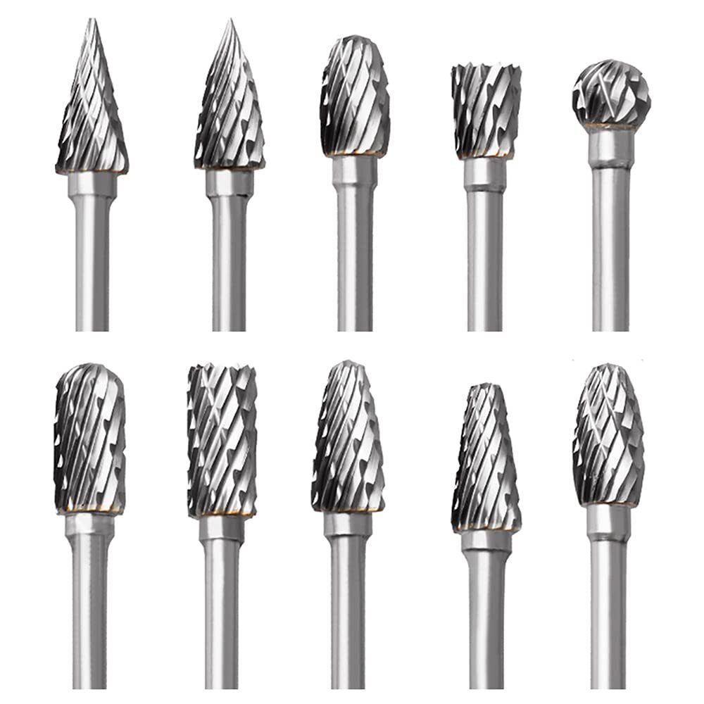 1/8" Shank Carbide Burr Bits Compatible with Dremel Bits Metal Grinding Bits