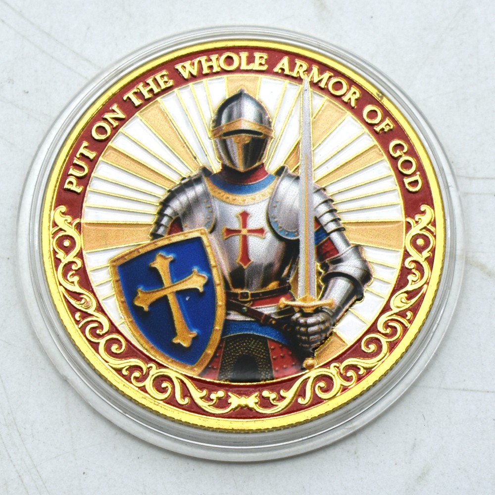 Christian Knight Armor of God Challenge Coin Religious Collectibles Medal Gift