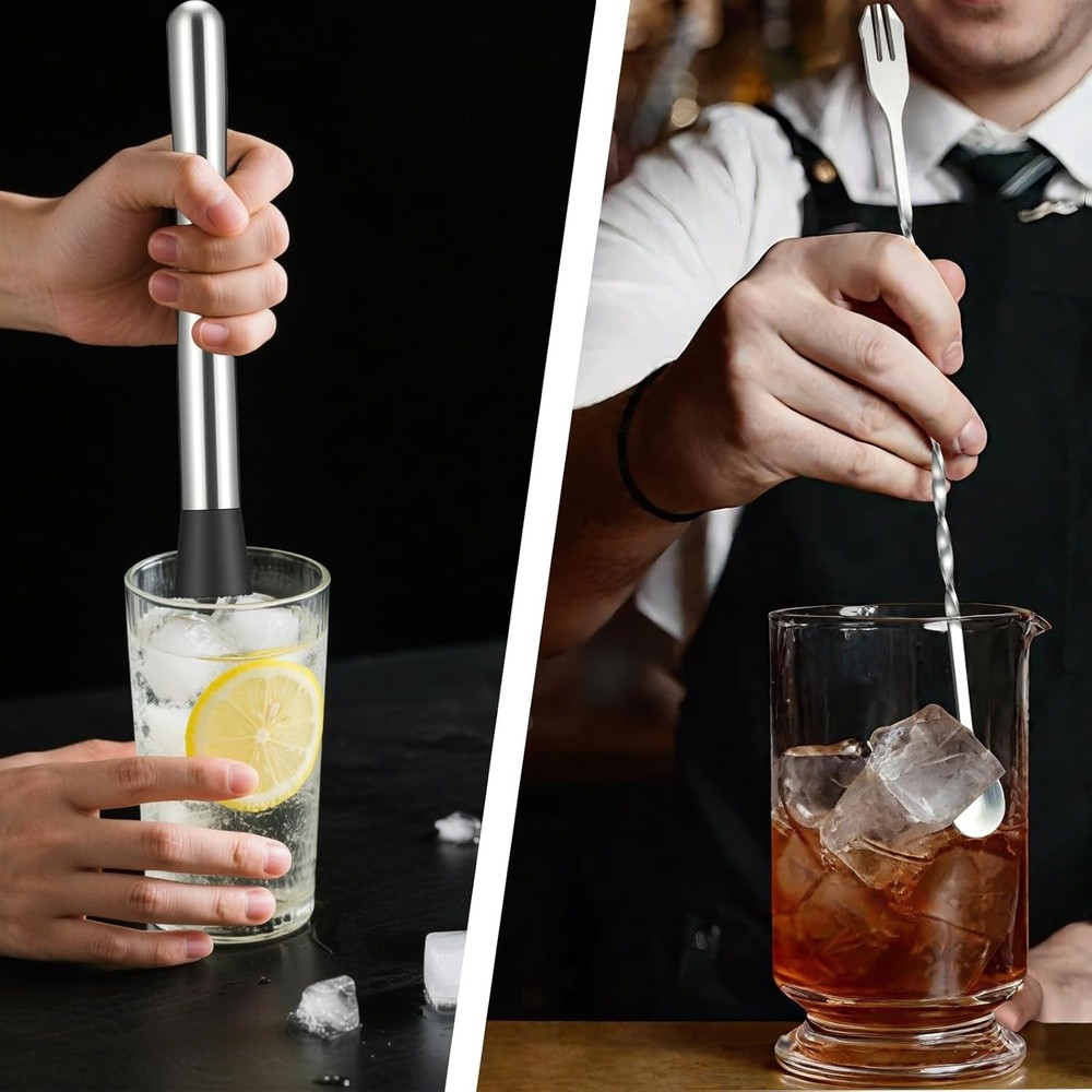 Versatile 4Pcs Muddler & Spoon Set for Mojitos and Cocktails - Safe Material