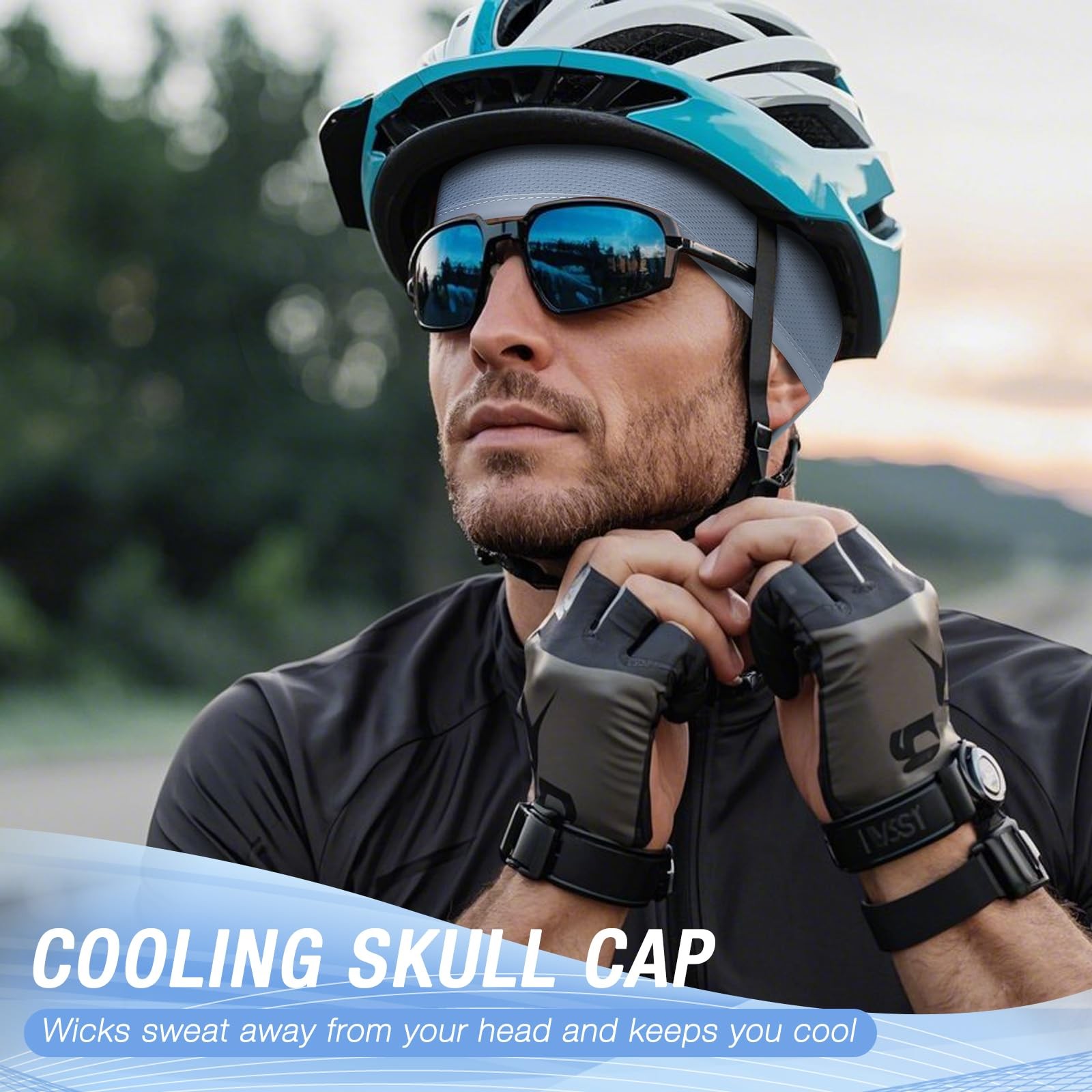 3 Pack Cooling Hard Hat Liner Skull Cap, Mesh Sweat One Size, Darkgrey*3