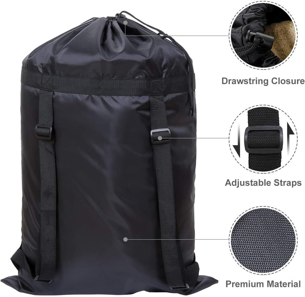 Large Laundry Backpack Bag Luggage Storage Shoulder Strap Heavy Duty Drawstring