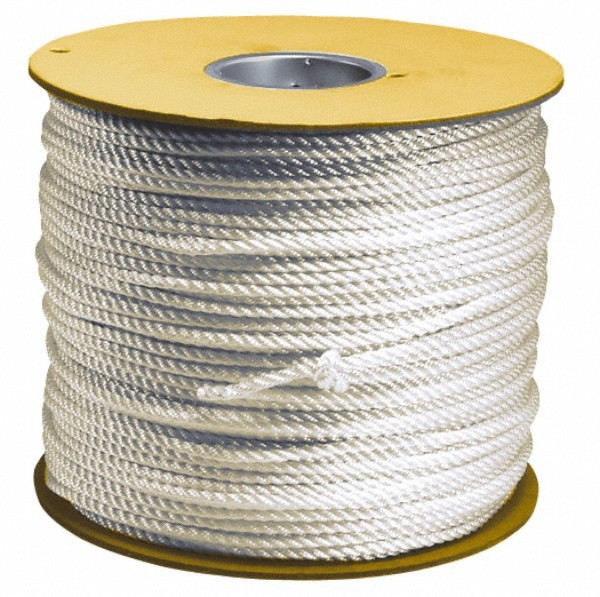 200' Max Length Nylon Solid Braid Rope 3/16" Diam, 78 Lb Capacity