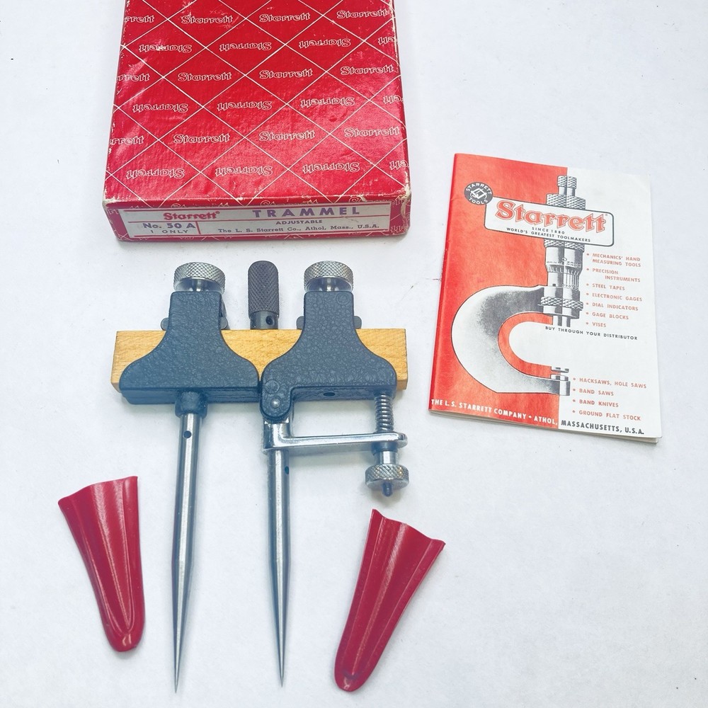 Starrett #50A Adjustable Trammel - 3" Points with Adjustable Point & Box - USA