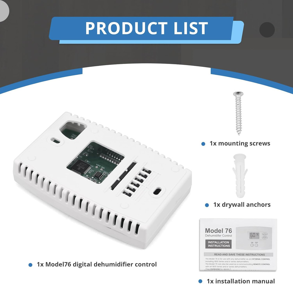 Wall-Mounted Digital Dehumidifier Control for E-Series & 1800 Units