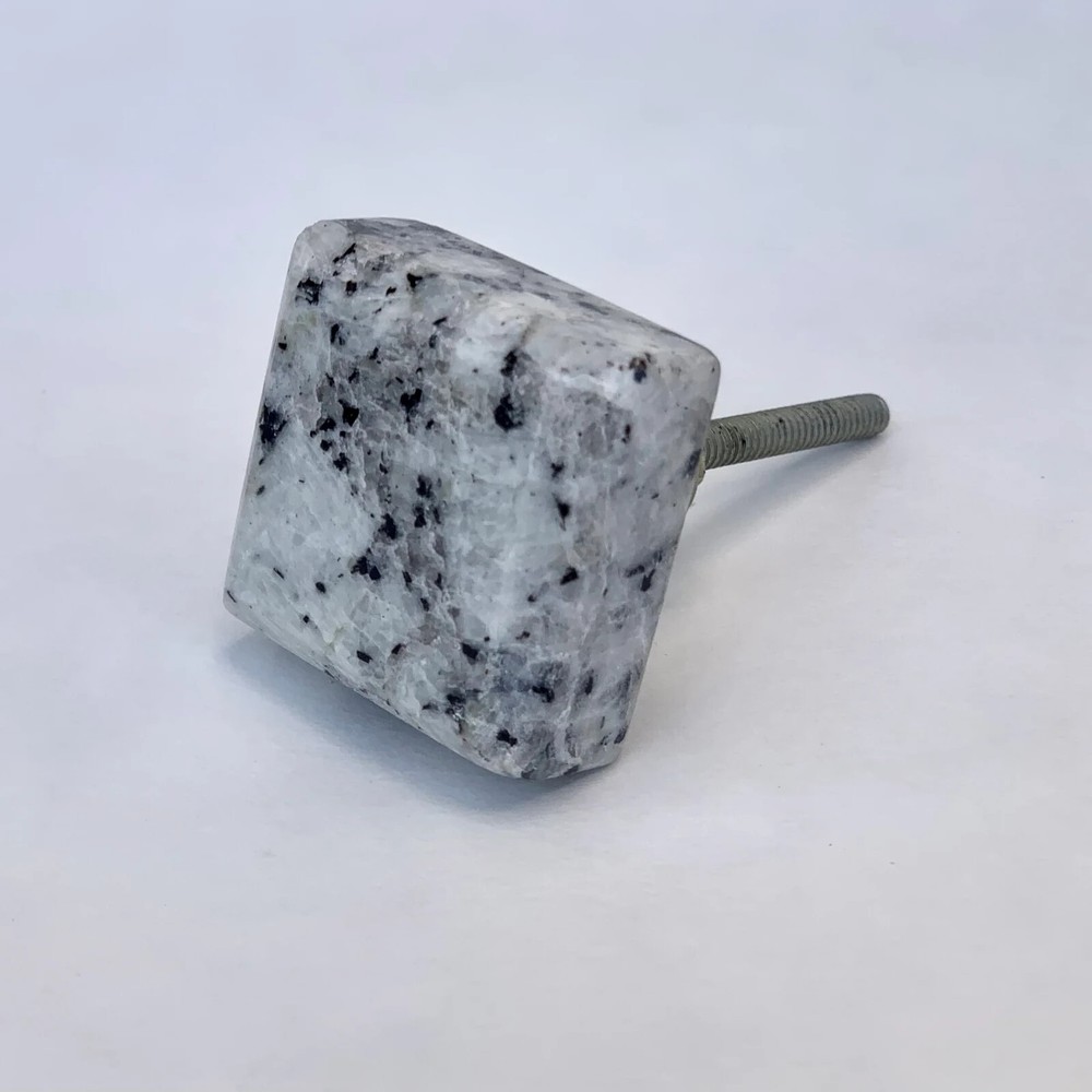 Marbled Decorative Gray Stone Drawer Knobs W/ Black Backing  1.5"  (12 Pack)