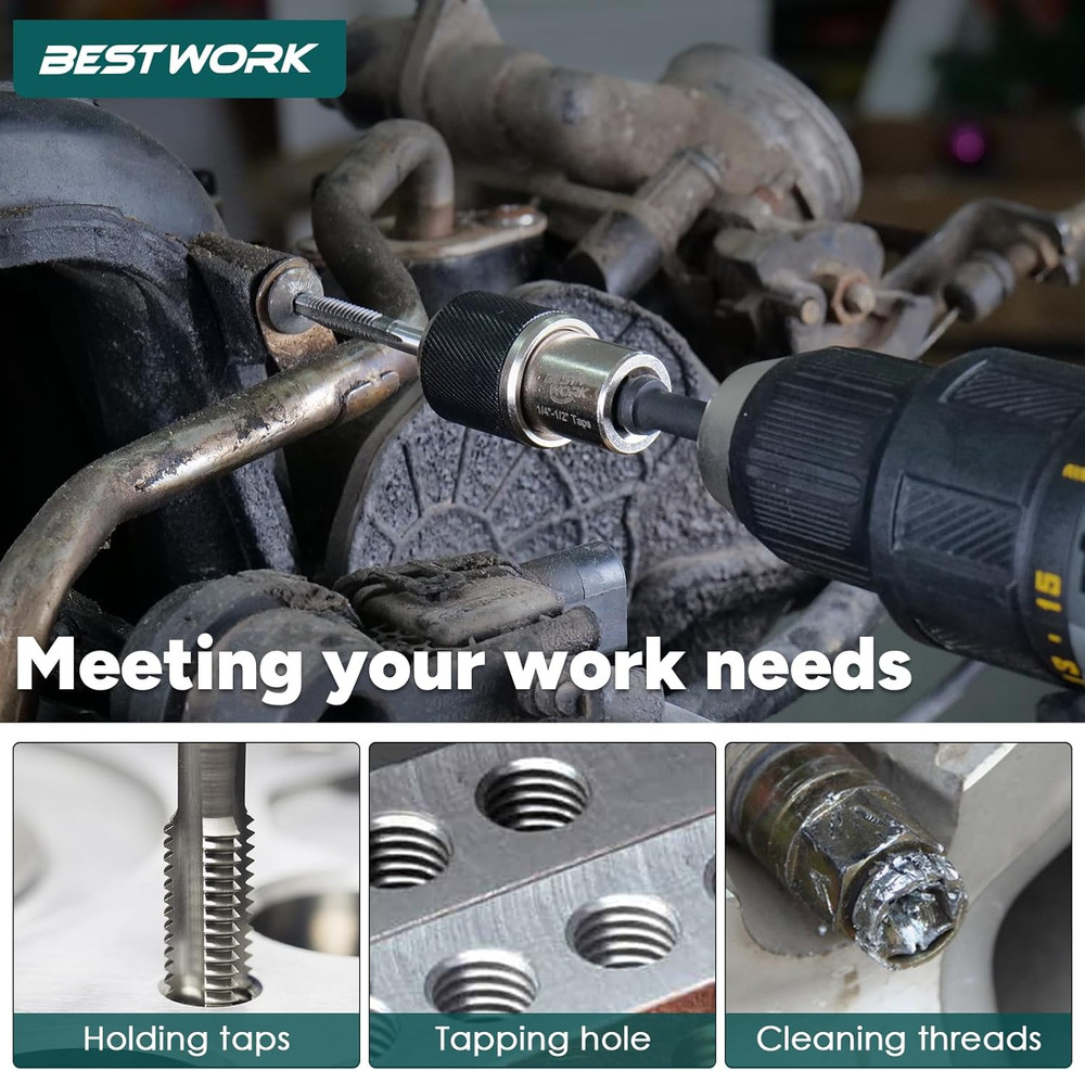 3Pcs Adjustable Tap Socket Set, 3/8" Drive Tap Holder Tool