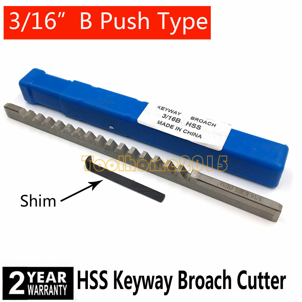 3/16 Inch Keyway Broach Cutting B Push Type CNC Metalworking Cutter Tool, 2Years