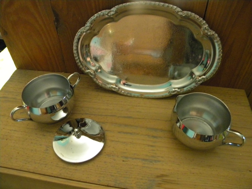 Silver Creamer and Sugar Tray Service Tray