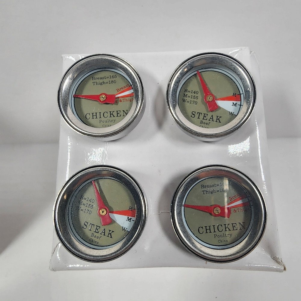 Chefs Basic Select 4 Pcs HW5255 Set Grill Meat Thermometers 2 Chicken, 2 Steak